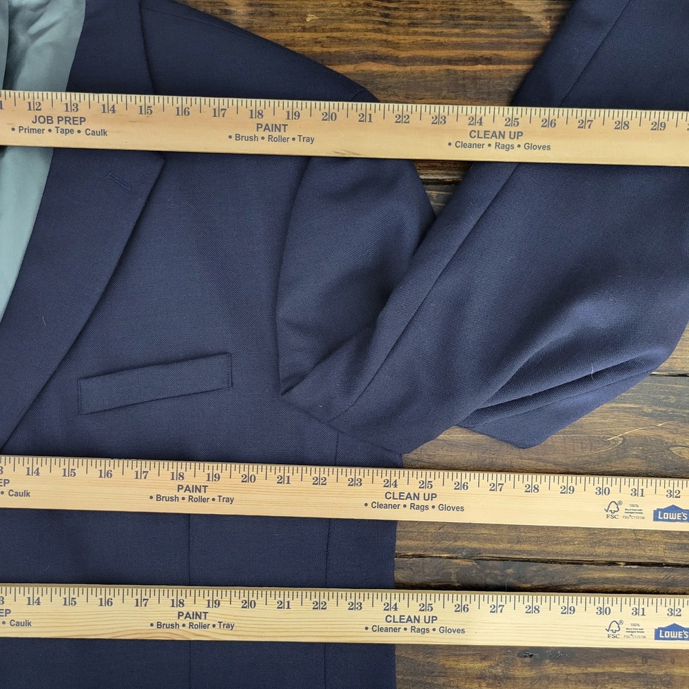 VTG Stafford Men's Sport Coat Blazer Two Button Navy Blue Polyester Wool Sz 48R‎ - Picture 3 of 15